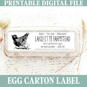 Custom Digital Egg Carton Label with Your Own Wording Designed Just for Your Small Farm, JPEG and PDF Files Included image 1