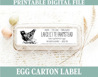 Custom Digital Egg Carton Label with Your Own Wording Designed Just for Your Small Farm, JPEG and PDF Files Included