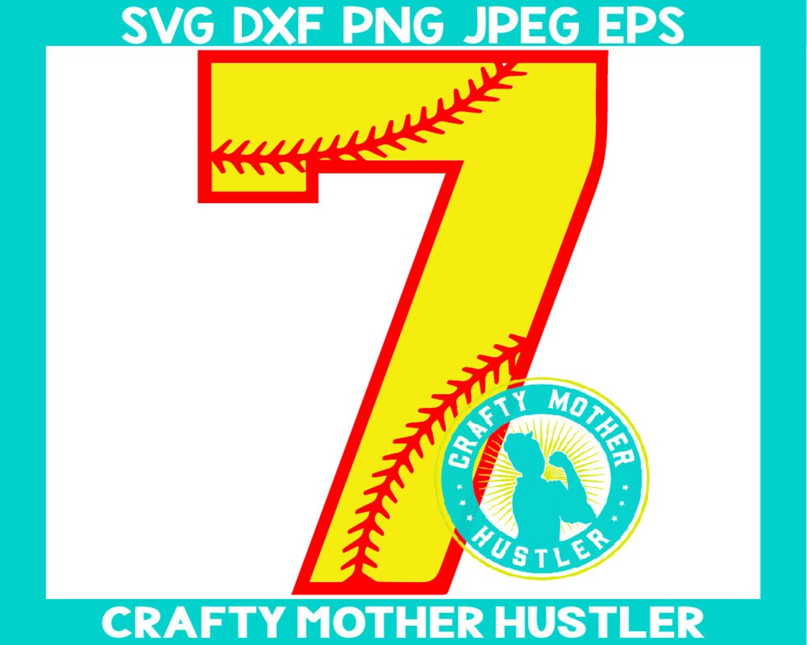Softball Number Seven Perfect for Shirts and Birthdays Etsy