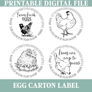 Custom Digital Egg Carton Stickers, Print at Home, JPG and PDF Files, Farm Stickers, Homestead Stickers, Eggs Gathered On Date