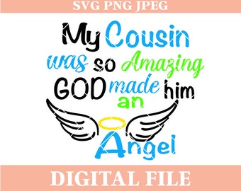 Cousin Angel Memorial SVG Design: Wings Clip Art (Digital Download)