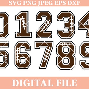 Football Varsity Numbers SVG Designs: Iron On Transfers (Digital Download)