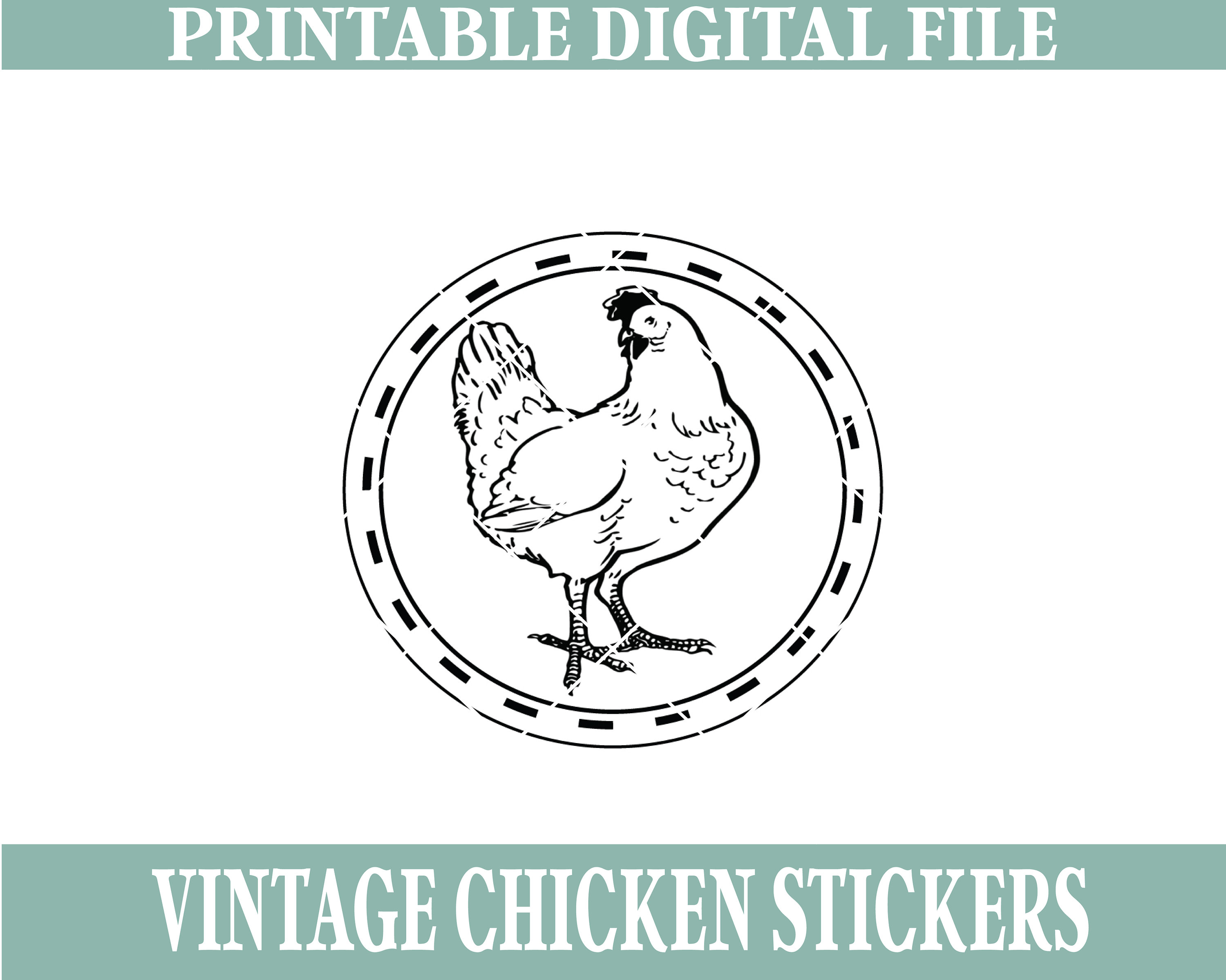 Vintage Chicken Stickers, Digital and Printable Perfect for Egg Cartons ...
