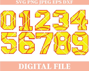 Softball Varsity Numbers SVG Bundle: Sports Cutting File (Digital Download)
