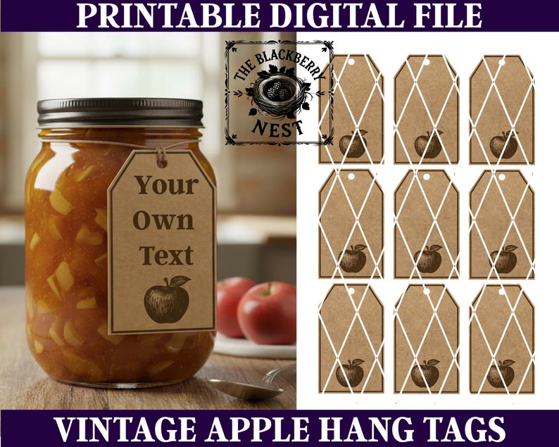 Printable Vintage Apple Hang Tags | Rustic Farmhouse Labels | Blank ...