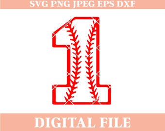 Baseball Number One SVG Design: Varsity Style (Digital Download)