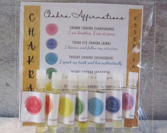 7 Chakra oil sampler / Chakra essential oils / 7 Chakra set  / Yoga gift / Yoga retreat favors / Chakra samplers/ Seven 1.5ml oils