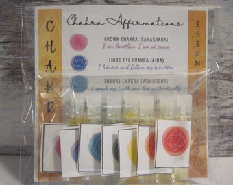 Chakra oil sampler set / Chakra gift set / Chakra kit / Meditation gift set / Chakra mini oils