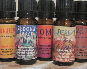 Aromatherapy oils /  Essential Oil blends /  Exiscentials / 10ml essential oil / Raven / Desert / Chi Chai / Om / Earth and more!