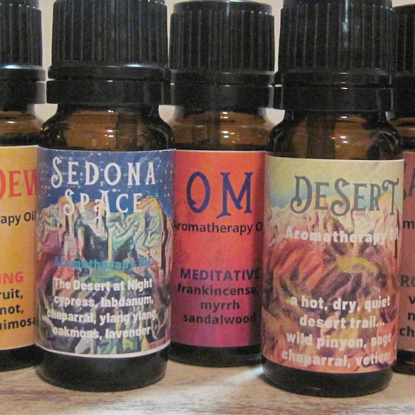 Aromatherapy oils /  Essential Oil blends /  Exiscentials / 10ml essential oil / Raven / Desert / Chi Chai / Om / Earth and more!
