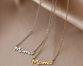 Mama Necklace, gold mama Necklace, silver mama Necklace, mother's day necklace, mom necklace, mama script necklace, new mom necklace