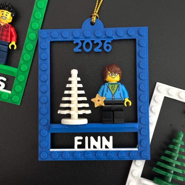 2026 Personalized Ornament with Name and Minifigure, Custom Name Brick Christmas Ornament