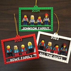 2024 Family of Four Brick Minifigure Ornament Holder, New Family Holiday Gift, Personalized Frame for Family, Unique Gift