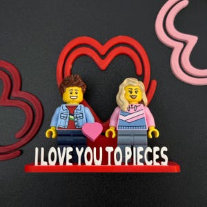 Personalized Brick Minifigure Photo Holder, Couple Anniversary Gift