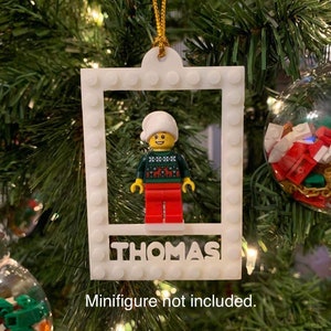 Brick Minifigure Holder Ornament with Name Minifigure not included, Personalized Minifigure Ornament Hang, Christmas Ornament image 4