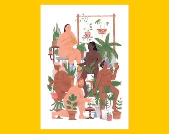 A3 Naked Gardeners Illustration Print