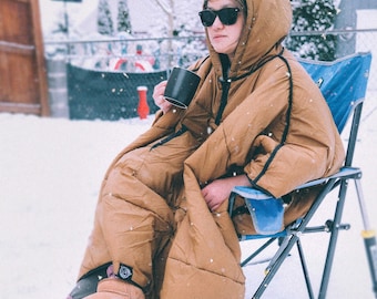 Winter Oversize Hooded Waterproof Puffy Poncho for Camping Walking Hiking Outdoor Coat