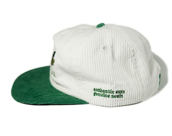 White Corduroy Hat Vintage Panel Cap
