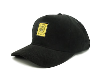 Black corduroy hat vintage 5 panel snapback cap