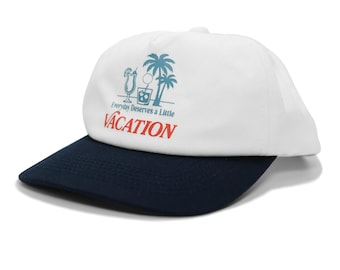 Low Profile Snapback Hat – 2 Tone White & Navy Blue Dad Hat, Vintage Beach Baseball Cap