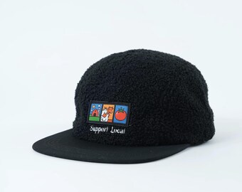 Sherpa 5 Panel Hat – Faux Fur Fleece Camp Cap – Cozy Winter Streetwear Cap