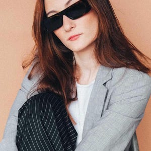 Women Sunglasses Vintage Tortoise Acetate Rectangle Polarized Glasses