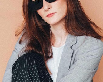 Women Sunglasses Vintage Tortoise Acetate Rectangle Polarized Glasses