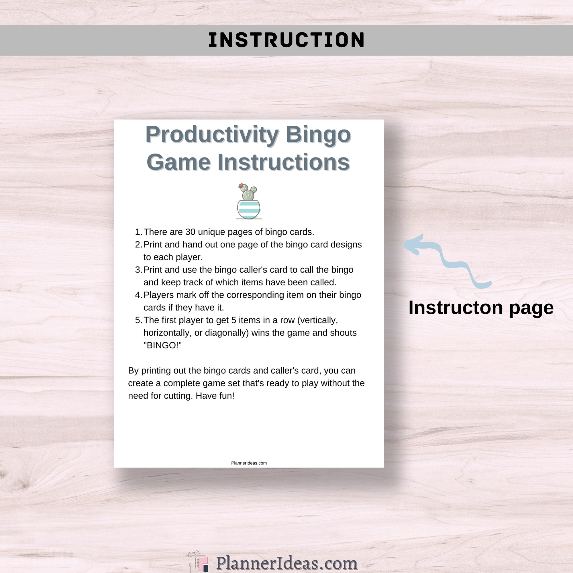 Productivity Methods Bingo Game 30 Unique Bingo Cards With Caller's ...