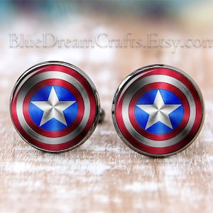 Burgeroorlog Captain Manchetknopen Mens Amerika Superheld Geek Nerd Manchetknopen voor Man Gepersonaliseerde Geekery geschenken voor mannen Bruiloft manchet link voor vaders