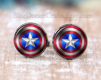Burgeroorlog Captain Manchetknopen Mens Amerika Superheld Geek Nerd Manchetknopen voor Man Gepersonaliseerde Geekery geschenken voor mannen Bruiloft manchet link voor vaders