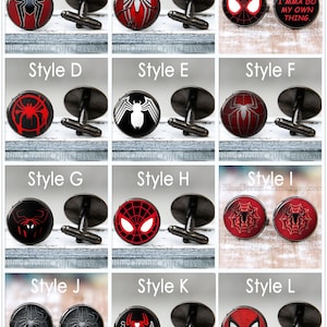 Sp1derman Cufflink Mens Miles Morale Superhero Comic Geek Nerd Cufflinks for Man Personalized Geekery gifts for men Wedding cuff link dads
