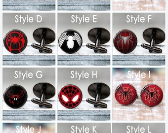 Sp1derman Cufflink Mens Miles Morale Superhero Comic Geek Nerd Cufflinks for Man Personalized Geekery gifts for men Wedding cuff link dads