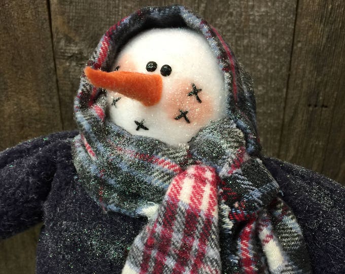 Primitive Handcrafted Snowman Primitive Snowman Decor Fabric Etsy