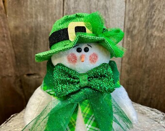 St Patrick's Day Snowman Decor: "Martin" 9" Stuffed Snowman