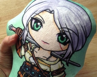 Witcher 3 Ciri Pillow, Witcher 3, Ciri, Ciri plushie, anime pillow, Stuffed pillow, Cirilla, Witcher 3 plush, Double sided plush