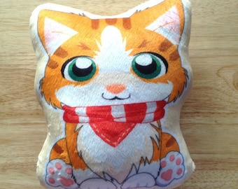 Oranje Tabby Cat kussen, dubbel zijdig kat plushie kussen, Cat kussen, Cute Cat gevuld kussen, dierlijke kussen, kat cadeau, kat minnaar cadeau, kat
