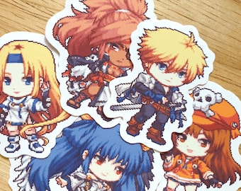 Guilty Gear Vinyl Stickers, Guilty Gear stickers, Ky kiske, Millia Rage, Baiken, Dizzy, May, Video game stickers, Lightning stickers