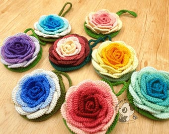 3D Rose Mini Keychain Amigurumi Crochet