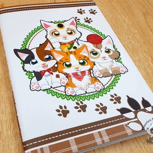 Cat Blank Stickerbook, Softcover notebook, journal, lined pages, blank pages, dotted pages, A5 notebook, cat lover gift,cute notebook,album