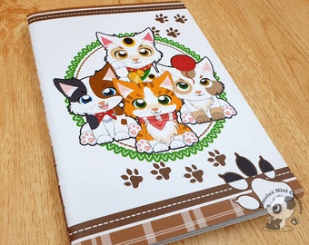 Cat Blank Stickerbook, Softcover notebook, journal, lined pages, blank pages, dotted pages, A5 notebook, cat lover gift,cute notebook,album
