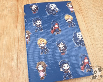 FF7 Stickerbook, Softcover notebook, journal, lined pages, blank pages, dotted pages, A5 notebook, anime , gamer gift, cute notebook