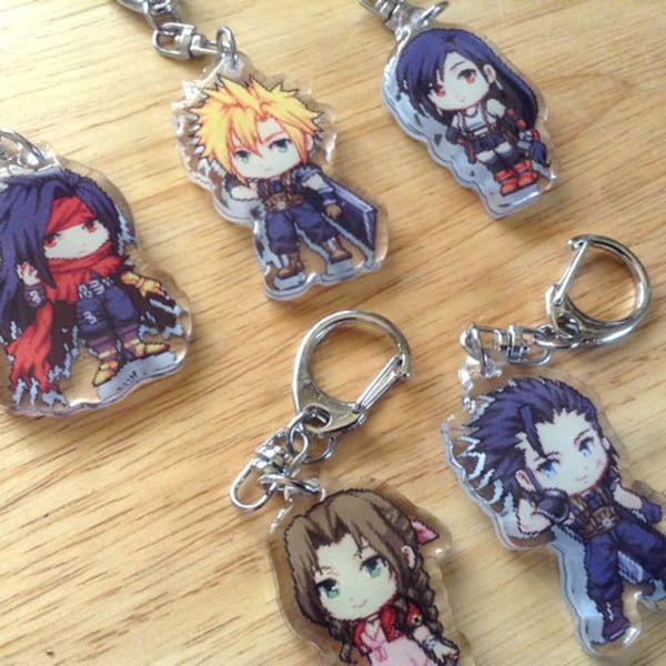 FF7 Acrylic Keychain, Cloud Strife, Tifa Lockheart, Aeris Gainsborough, Final Fantasy 7 Acrylic keychain, FF7 keychain, video game keychain