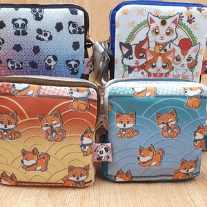 Panda, Cat and Shiba Inu Square zipper pouch