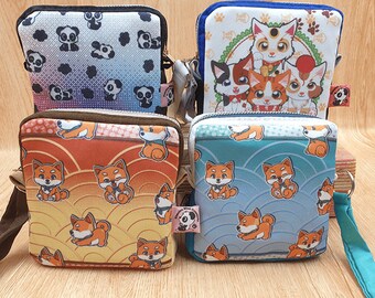 Panda, Cat and Shiba Inu Square zipper pouch