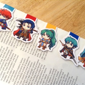 Fire Emblem magnetic bookmarks, Lyndis bookmark, Hector bookmark, Eliwood bookmark, Ephraim bookmark, Eirika bookmark, magnetic bookmark