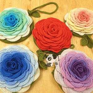 3D Rose mini crochet wallet/purse clutch