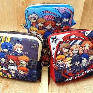 Persona Reißverschlusstasche, quadratische Reißverschlusstasche, Gamer Geschenk, Münzgeldbörse, Kartentasche