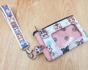 Handmade Cat lanyard ID wallet, double sided lanyard, card wallet, cute lanyard, orange tabby, calico cat lanyard, maneki neko lanyard,