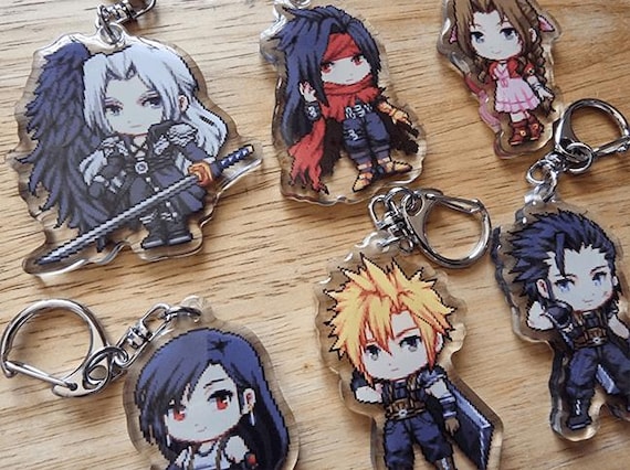 FF7 Acrylic Keychain, Cloud Strife, Tifa Lockheart, Aeris