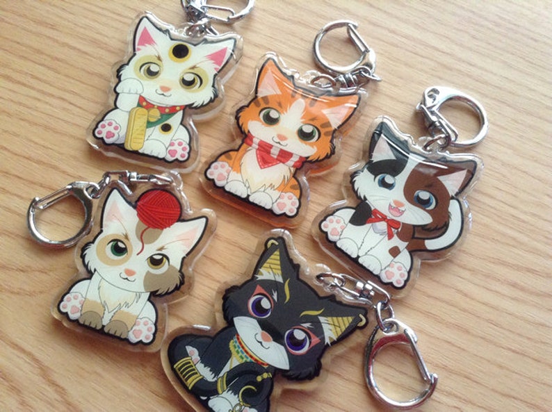 Cat Acrylic Keychains Cat Charm Cat Phone Charms Cat Phone Etsy